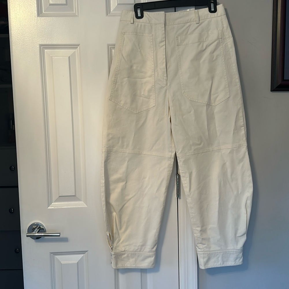 Cream pants that come to ankle